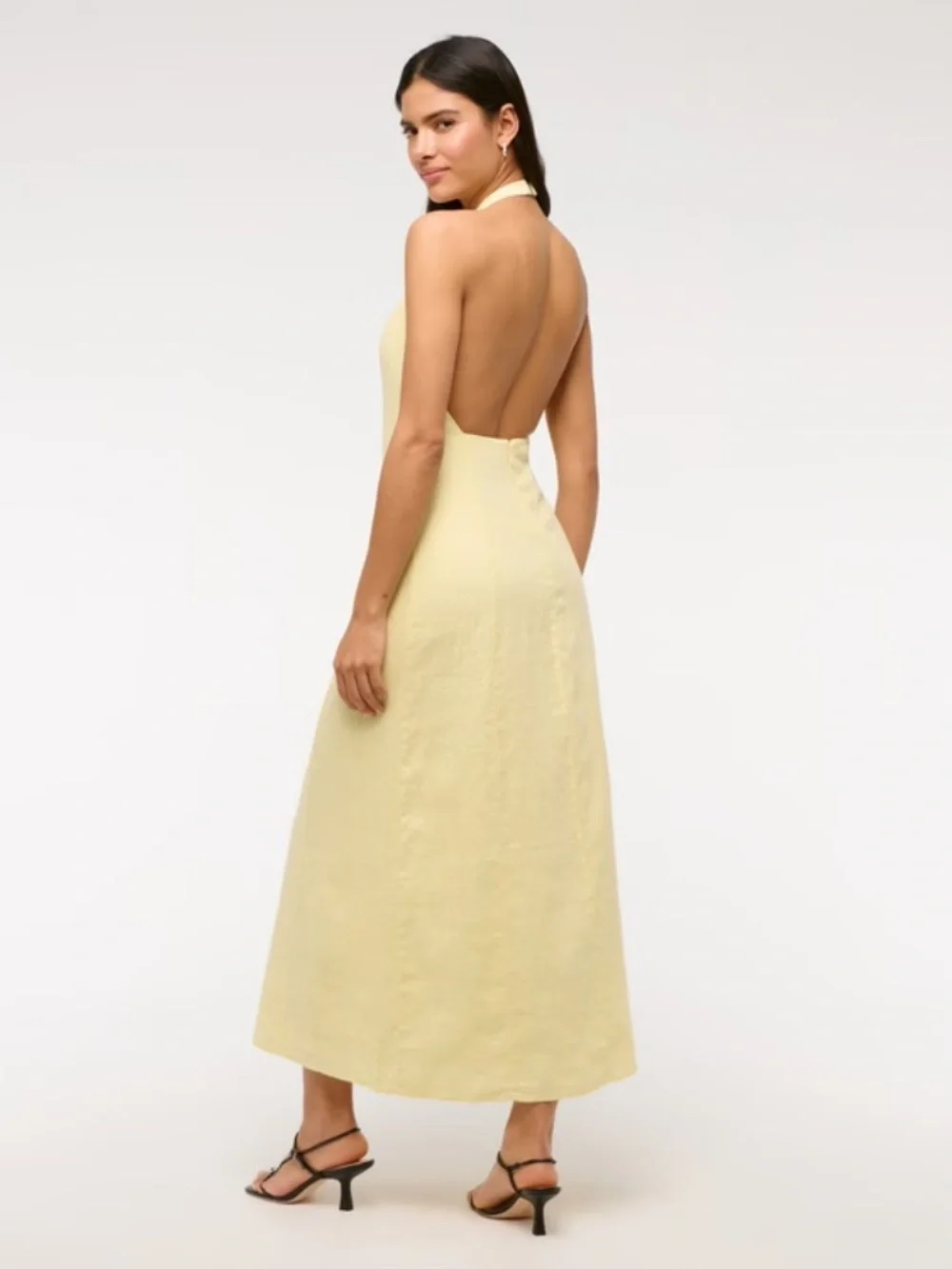 Premium Linen High-Neck Maxi Dress